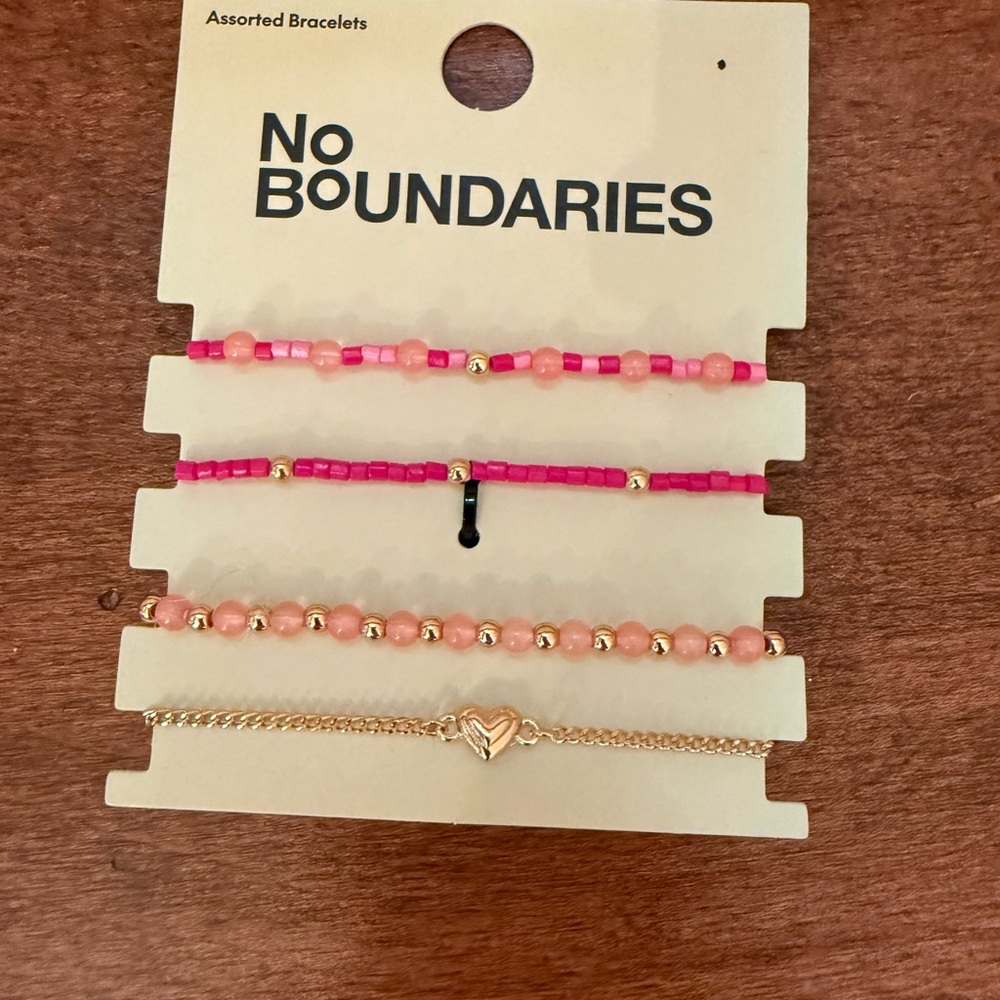 NWT No Boundaries Pink and Gold Beaded Bracelet Set